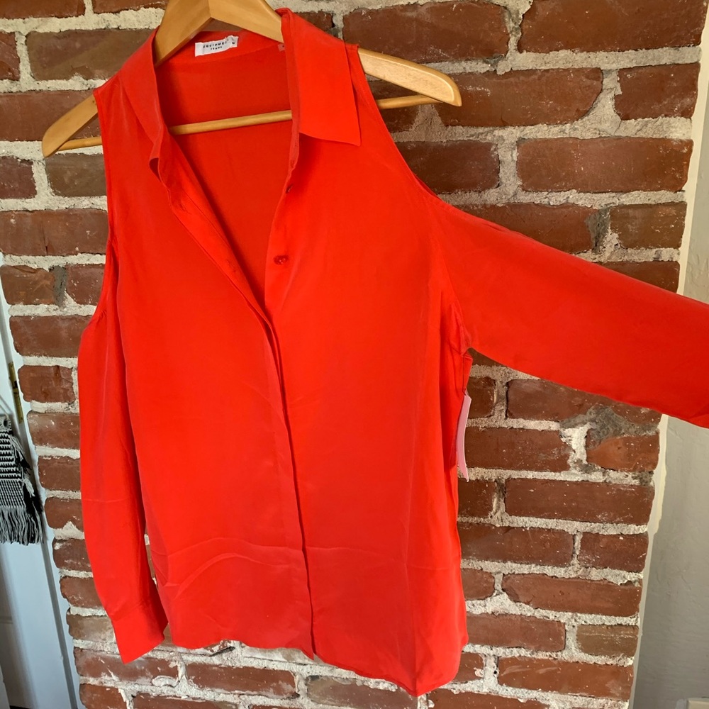 NWT Equipment cold shoulder silk shirt M button